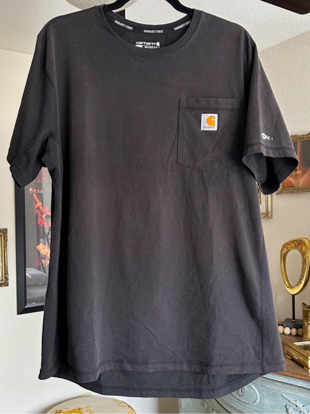 Carhartt Force Black Pocket Tee L Cotton WorkwearStreetwear Minimalist Utility